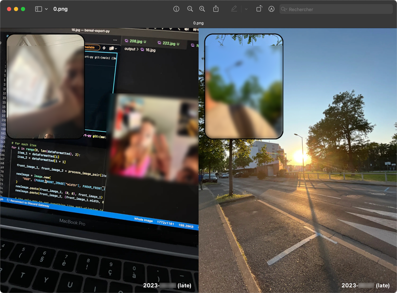 Rendu d'un export fait avec BeReal Export
