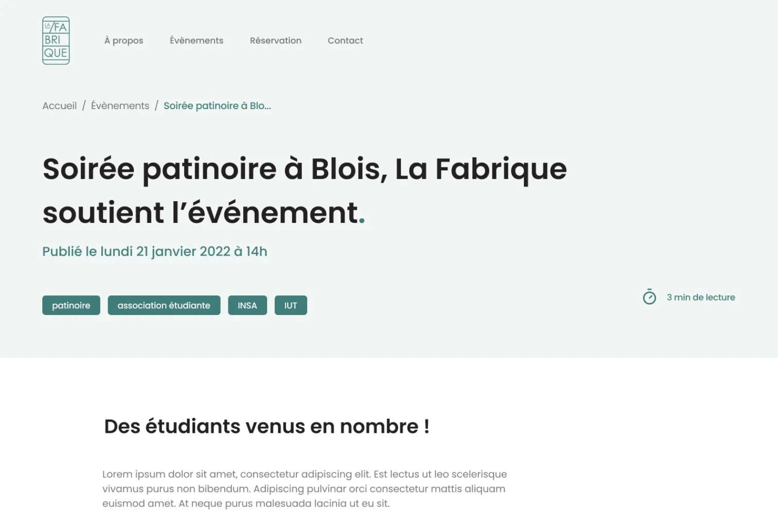 Image de la page d'accueil du site de La Fabrique